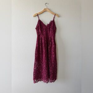 Astr Wine Lace Midi Dress
